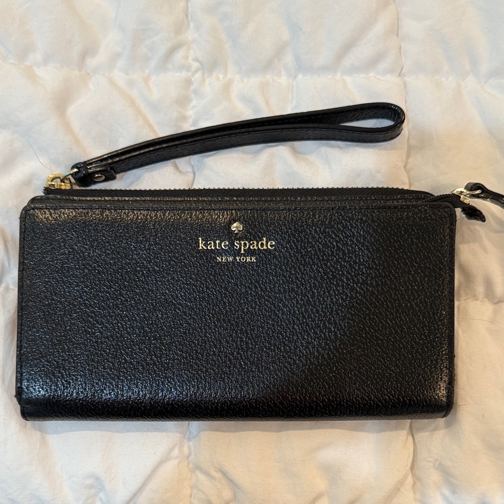 Kate Spade Black Wristlet with Gold Accents